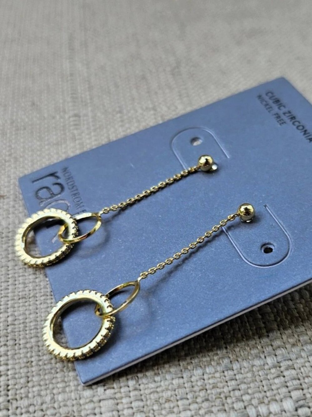 Nordstrom Rack Women Earrings Gold Tone Drow Down Fashion Jewelry Cubic Zinconia